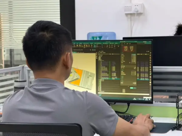 engineer reviewing CNC design with DFM analysis on computer